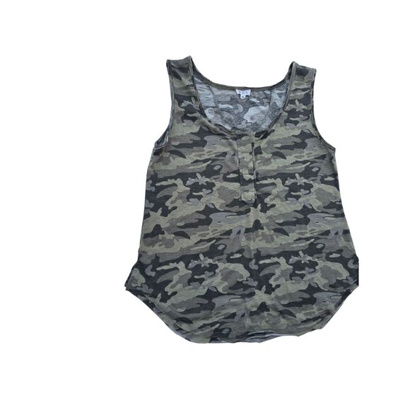 Camo Print Sleeveless Womens Tank Top By POL Button Detail Lightweight Casual - Picture 1 of 4
